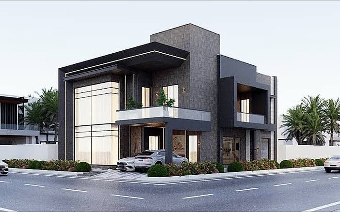 Grey Modern Minimalist Bungalow, Malir Cantt, Karachi